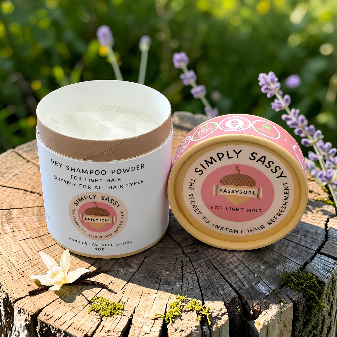 Simply Sassy Dry Shampoo Powder – Vanilla Lavender Whirl for Light Hair (4 oz)