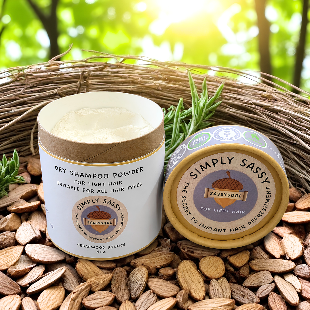 Simply Sassy Dry Shampoo Powder – Cedarwood Bounce for Light Hair (4 oz)