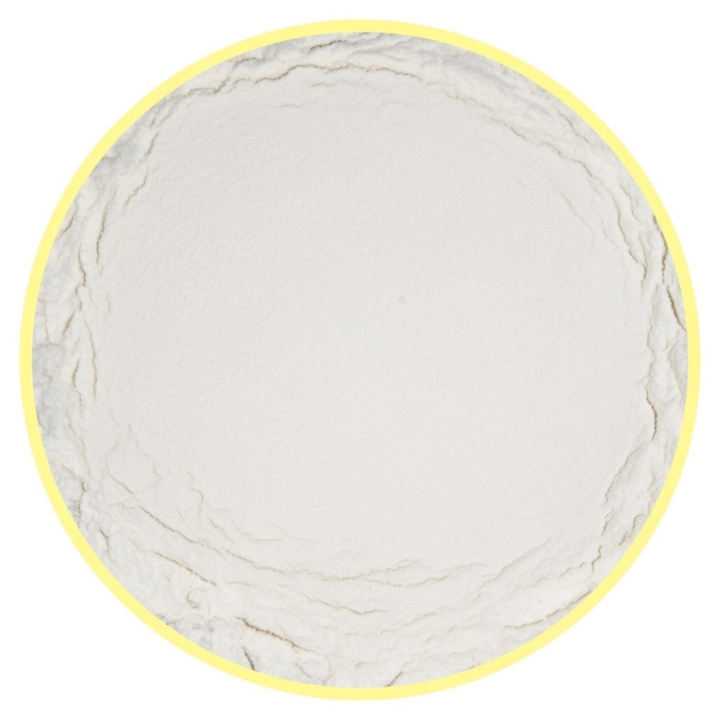 Close-up of Simply Sassy Litsea Sashay dry shampoo powder texture in container - fine, oil-absorbing powder for hair refresh