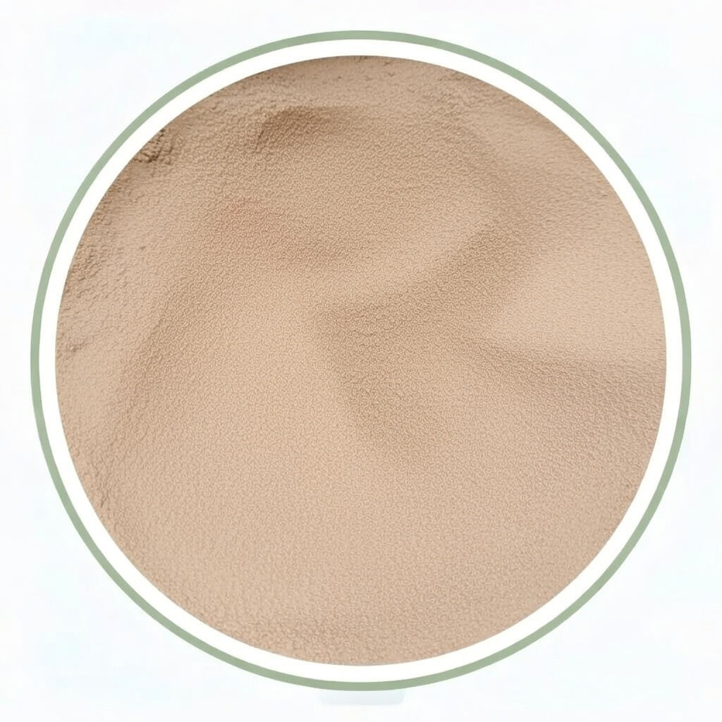 Close-up of Simply Sassy Cocoa Lavender Twist dry shampoo powder texture in container - fine, oil-absorbing powder for hair refresh