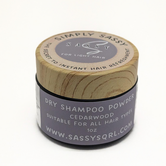 1 oz Simply Sassy Dry Shampoo Powder for Light Hair – Cedarwood Scent