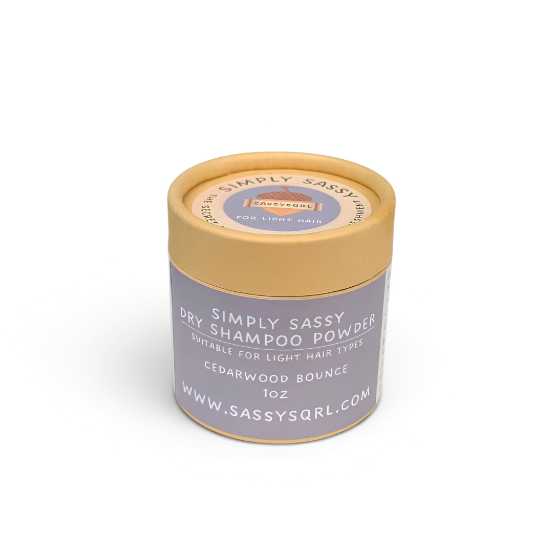 Simply Sassy Dry Shampoo Powder – Cedarwood Bounce Travel Size for Light Hair (1 oz)