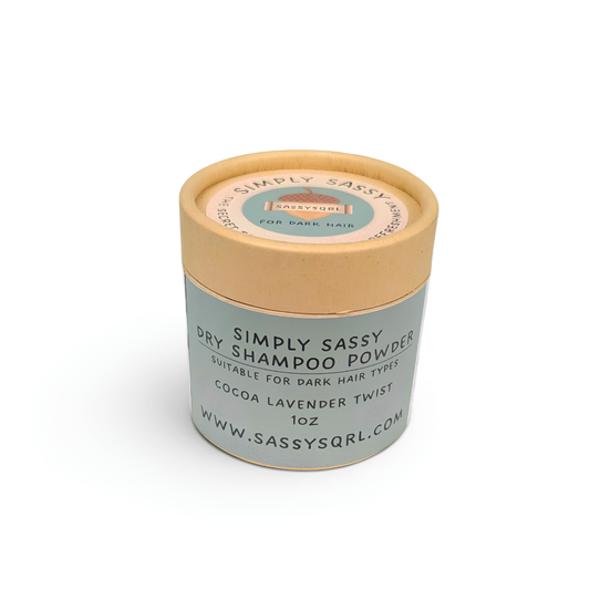 Simply Sassy Dry Shampoo Powder – Cocoa Lavender Twist Travel Size for Dark Hair (1 oz)
