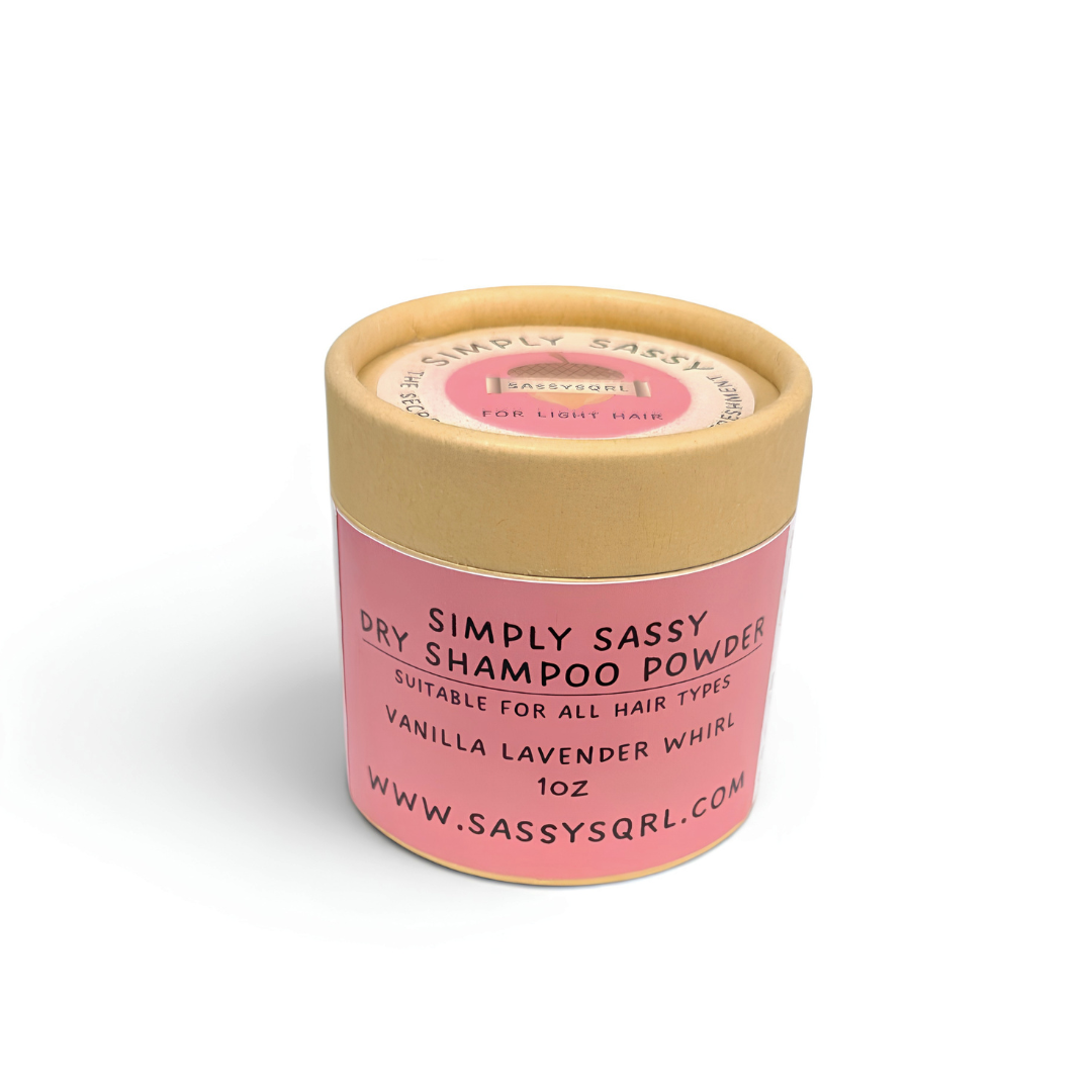 Simply Sassy Dry Shampoo Powder – Vanilla Lavender Whirl Travel Size for Light Hair (1 oz)