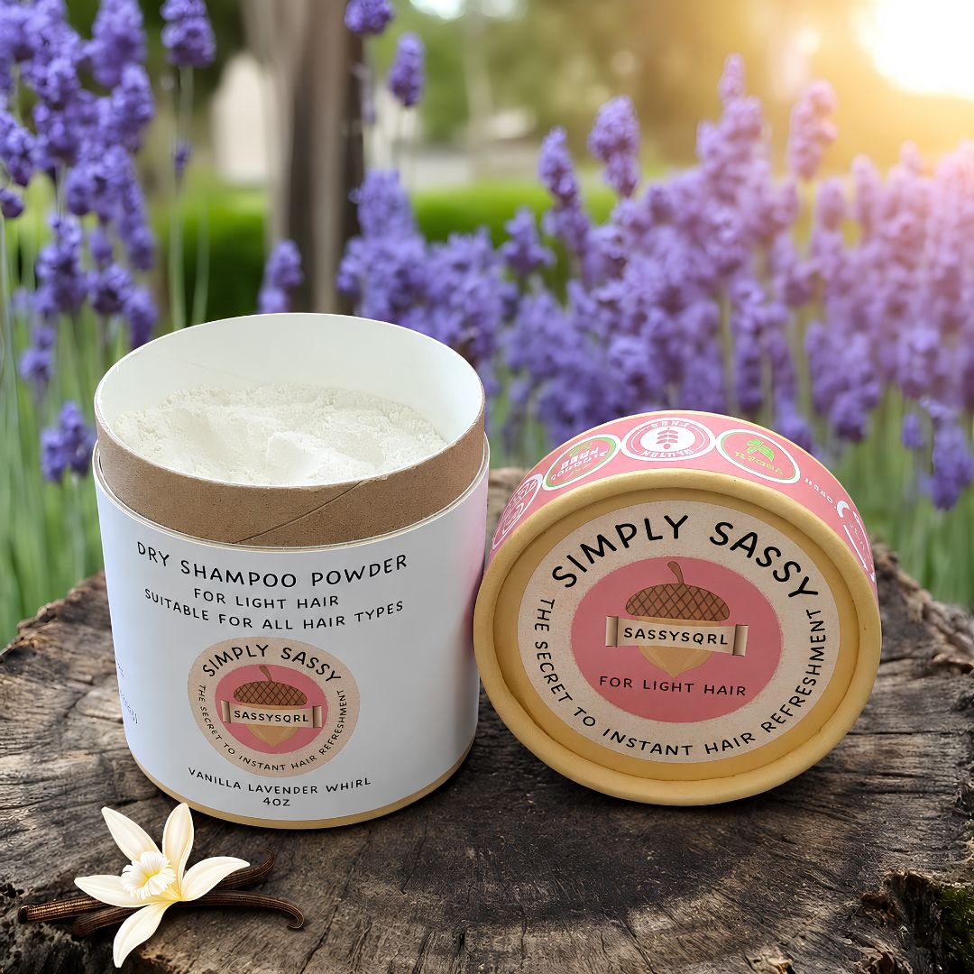 Simply Sassy Dry Shampoo Powder – Vanilla Lavender Whirl for Light Hair (4 oz)