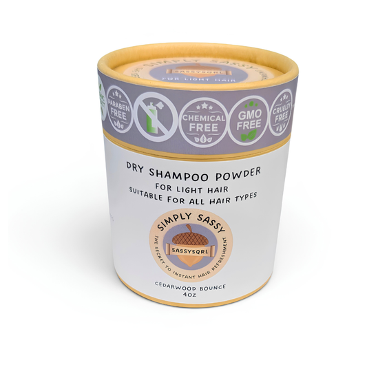 Simply Sassy Dry Shampoo Powder – Cedarwood Bounce for Light Hair (4 oz)