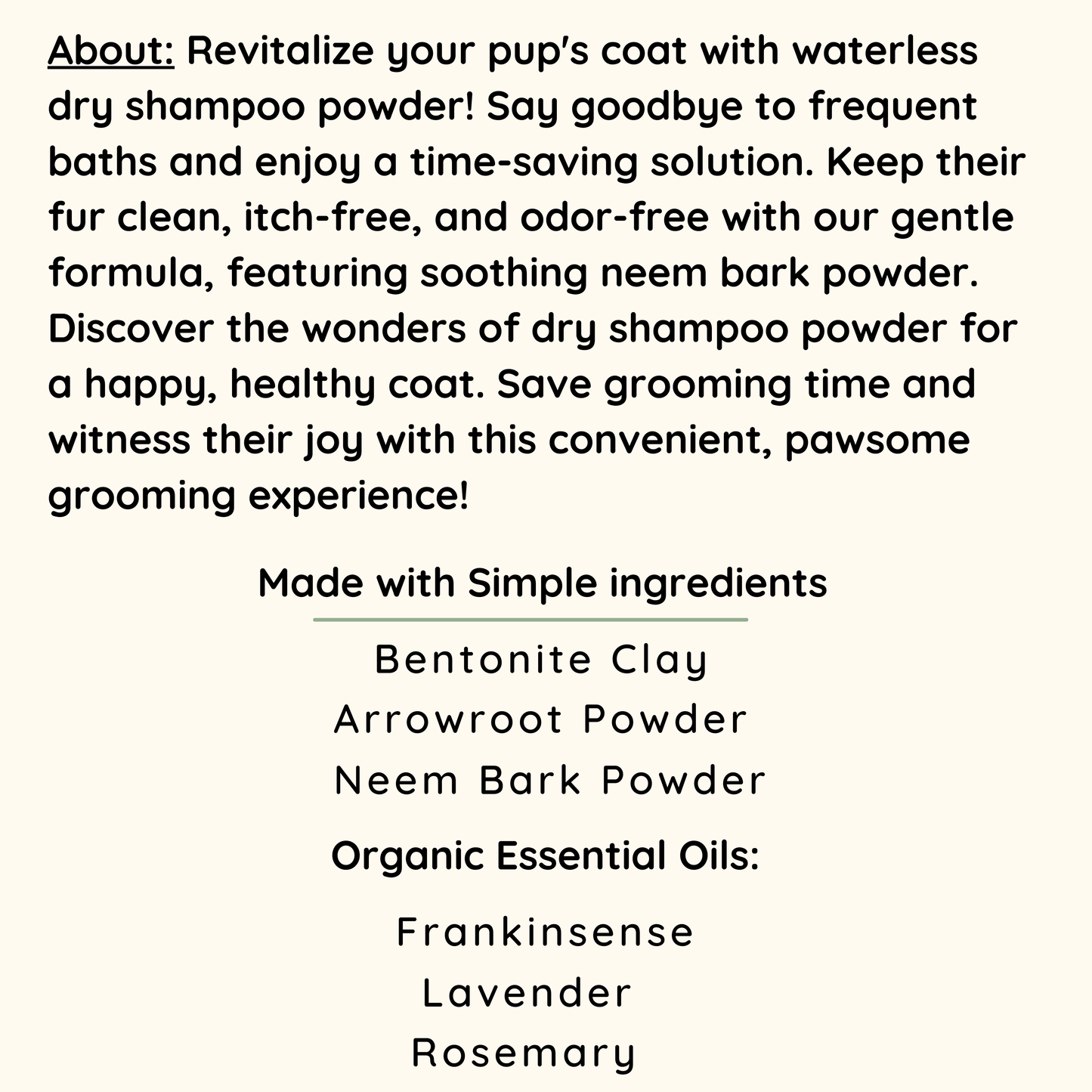 Economy Size - Simply Sassy Doggie Dry Shampoo Powder