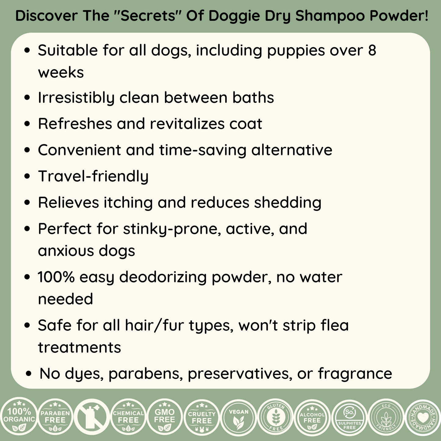 Economy Size - Simply Sassy Doggie Dry Shampoo Powder